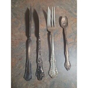 Antique Vtg Silverplate Spoon, Fork  Knives   Dinnerware